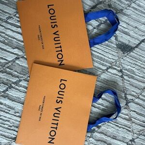 Louis Vuitton Orange Shopping Bags with Blue Handles - small qty 2 available